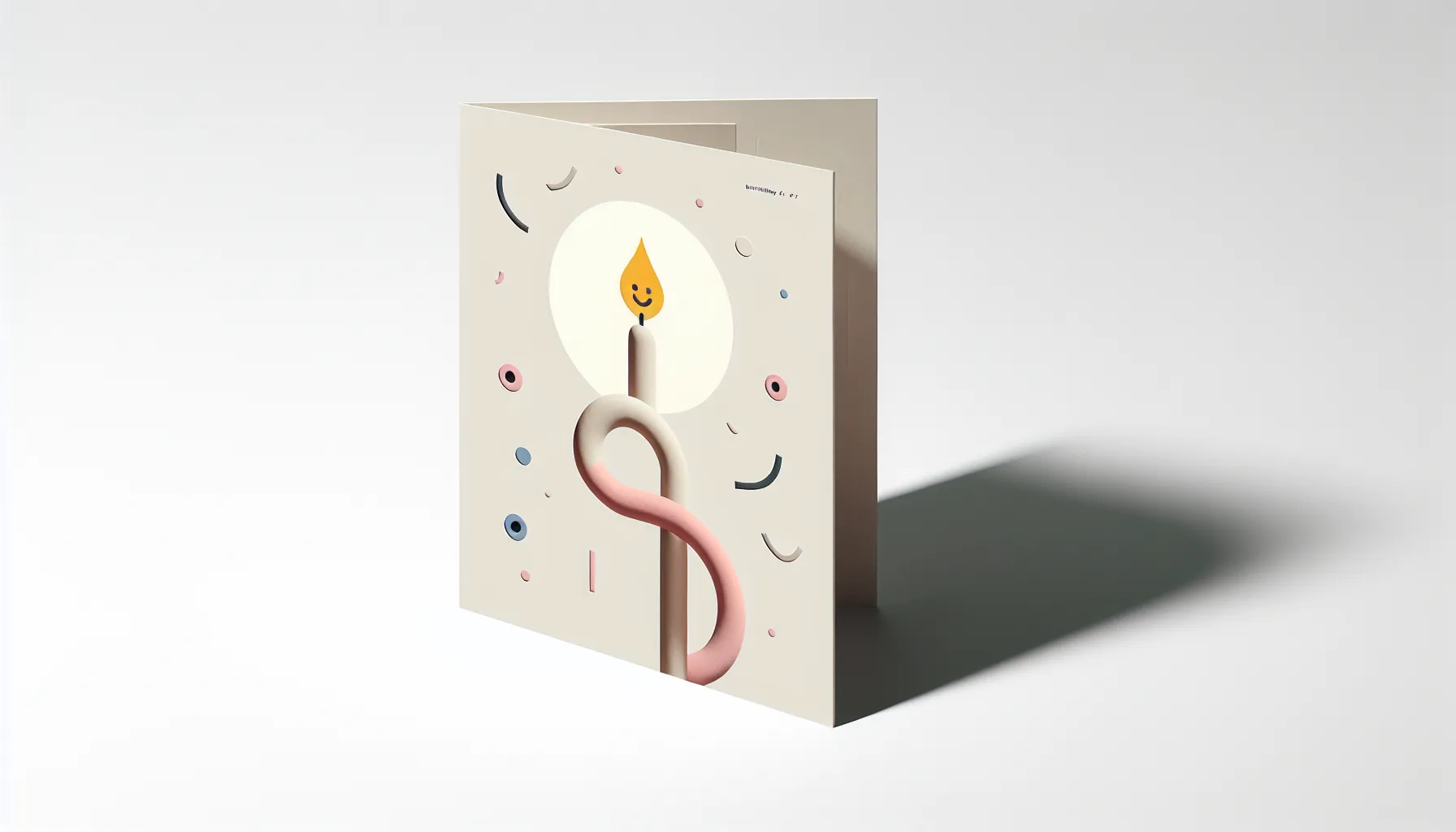 a cheerful birthday card with a smiling candle and confetti