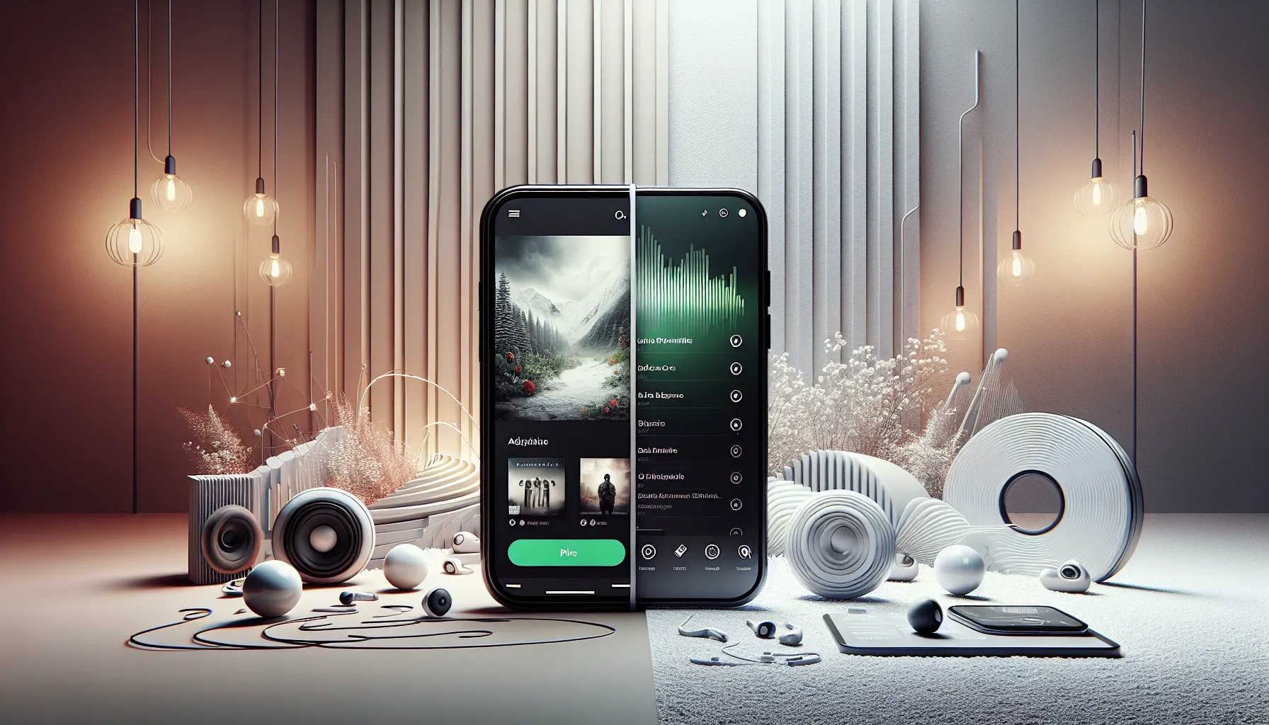 Two music apps, Spotify and Apple Music, displayed on devices side-by-side.