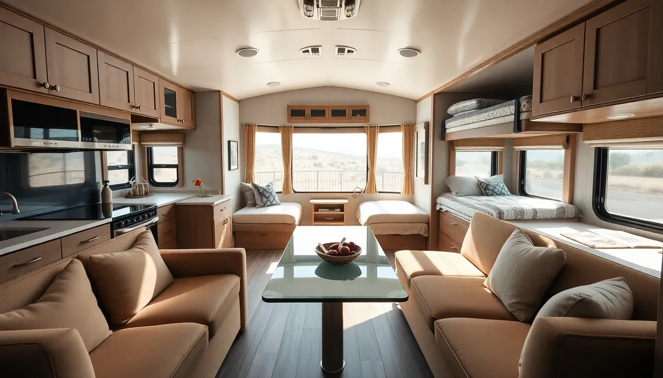 interior of a modern Grand Design Reflection travel trailer.