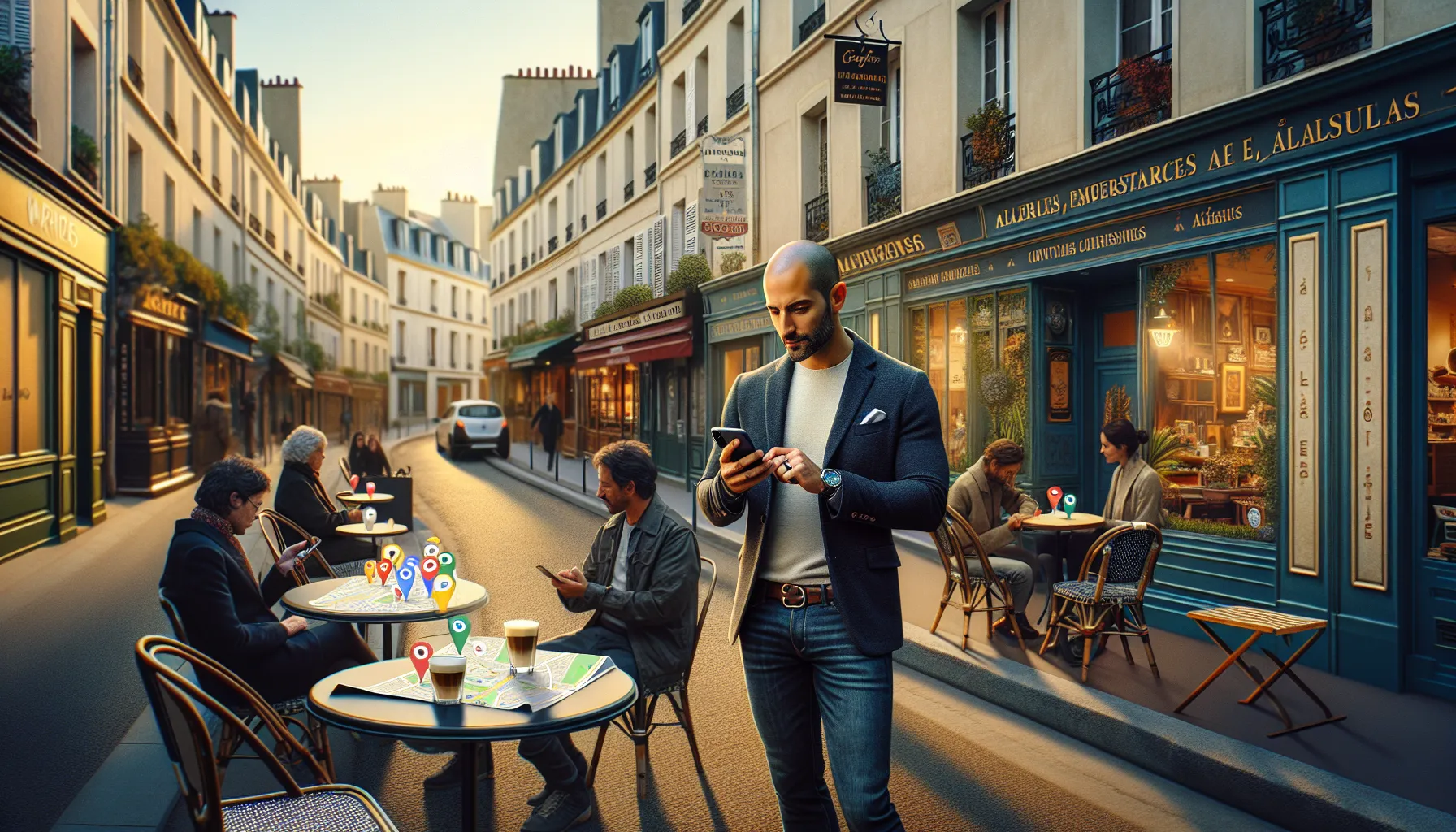 Man in Alfortville checking local businesses on Google Maps on his phone.