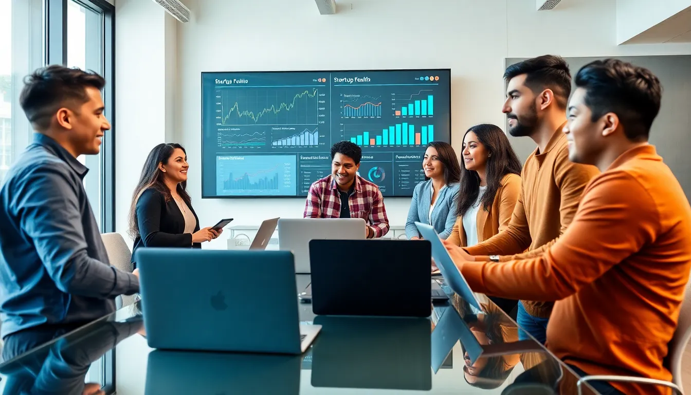 diverse startup founders collaborating in a modern office.
