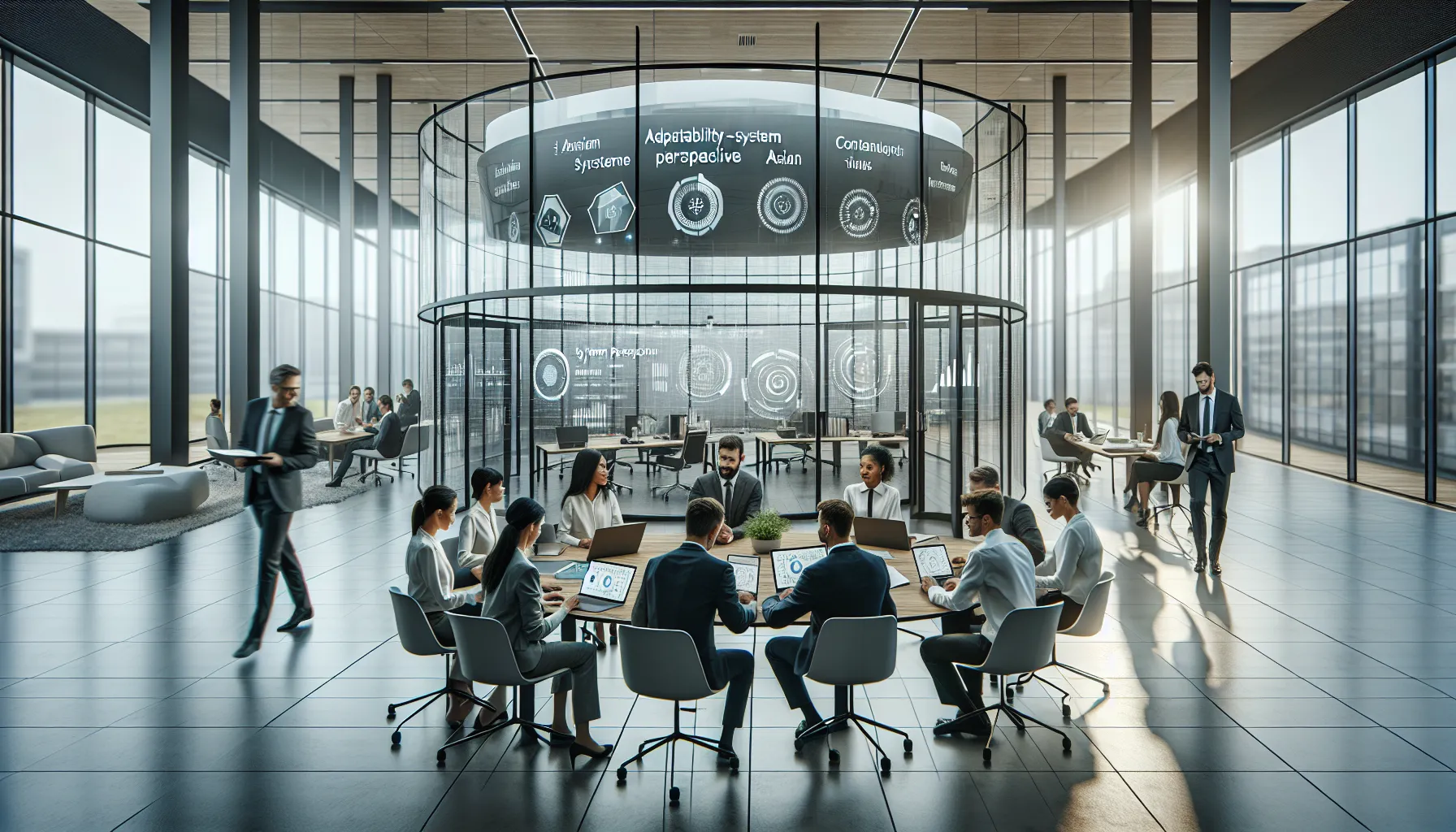 diverse team collaborating in a modern office setting.