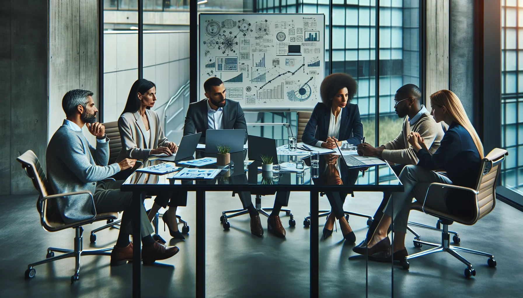 diverse team discussing challenges of цуицфн in a modern office.