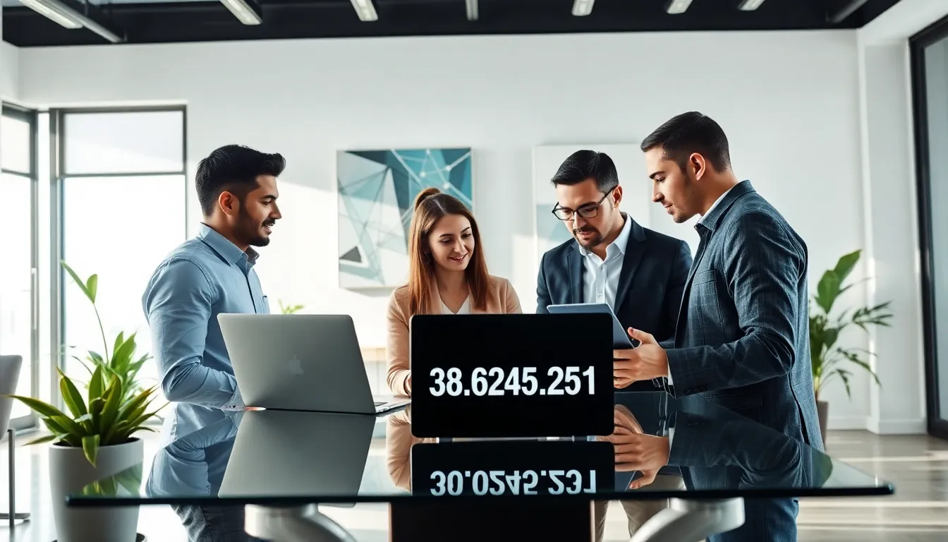 diverse professionals collaborating in a modern office about IP addresses.
