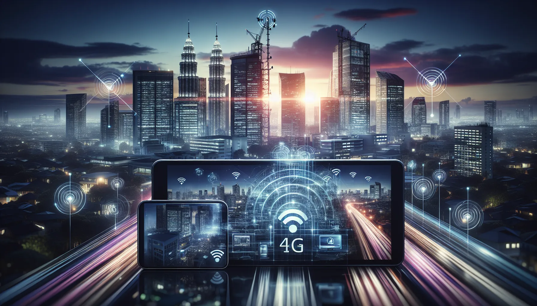 A smartphone showing 4G LTE in a modern urban setting.