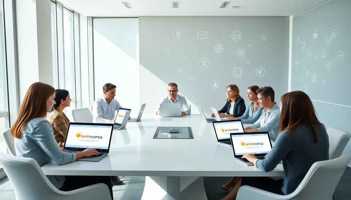 diverse professionals collaborating in a modern office setting.
