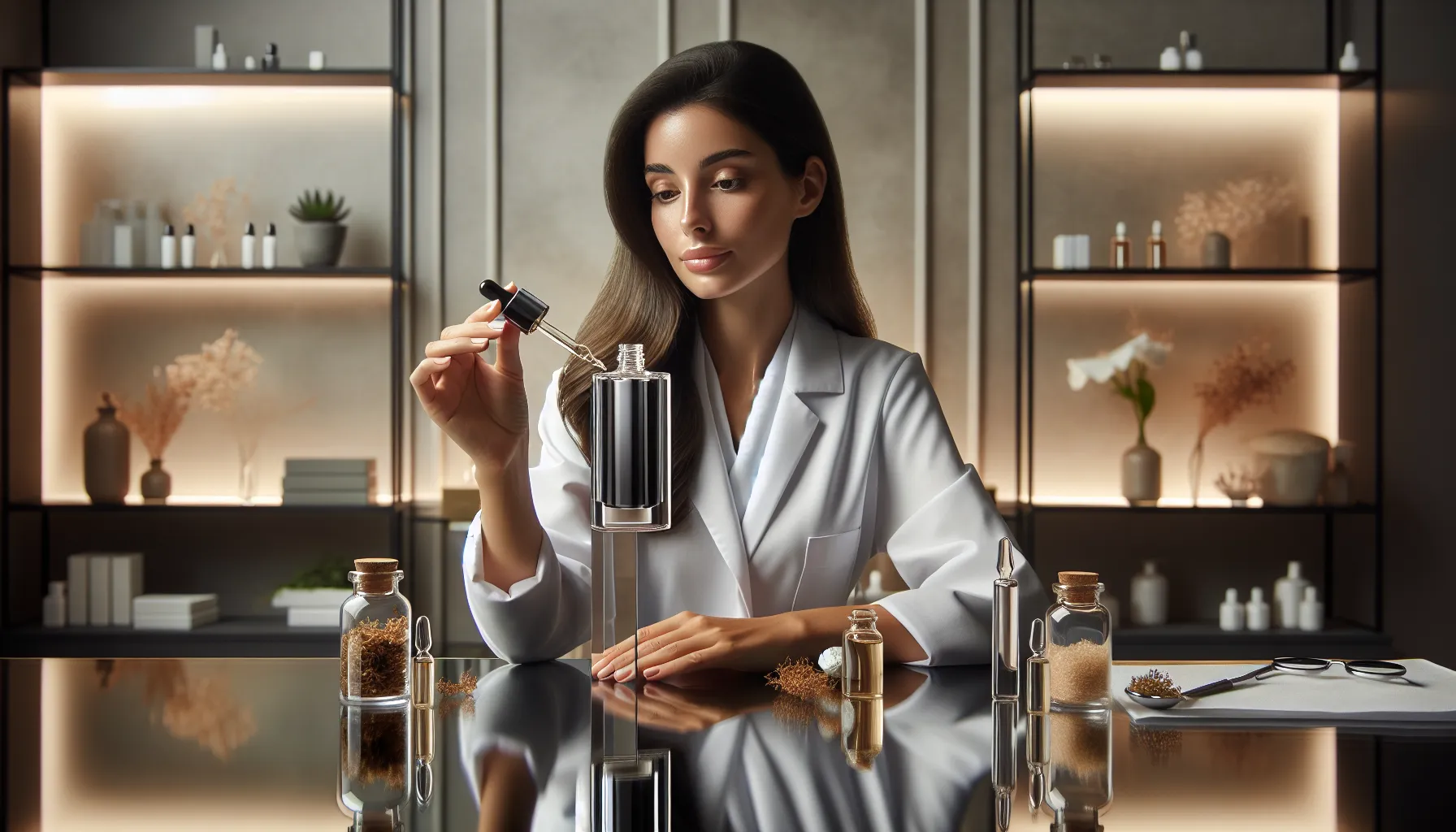 skincare professional with Serum Qawermoni in a beauty clinic.