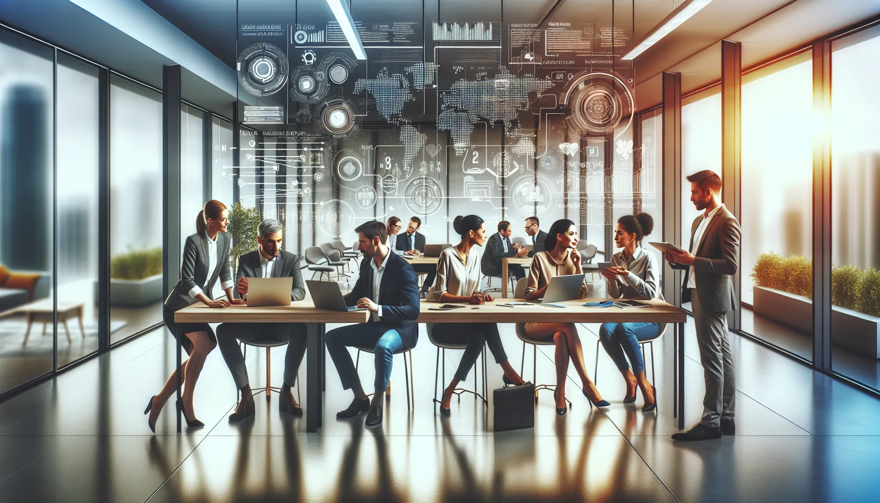 diverse team collaborating in a modern office setting.