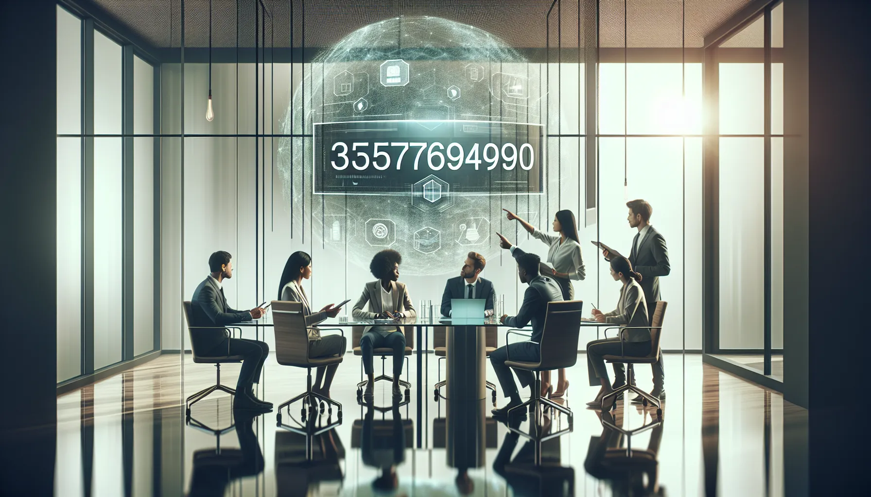 diverse team discussing digital data in a modern office.