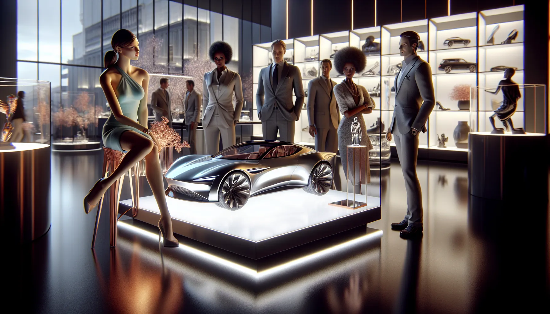 display of Model Xucvihkds in a modern collectible shop.