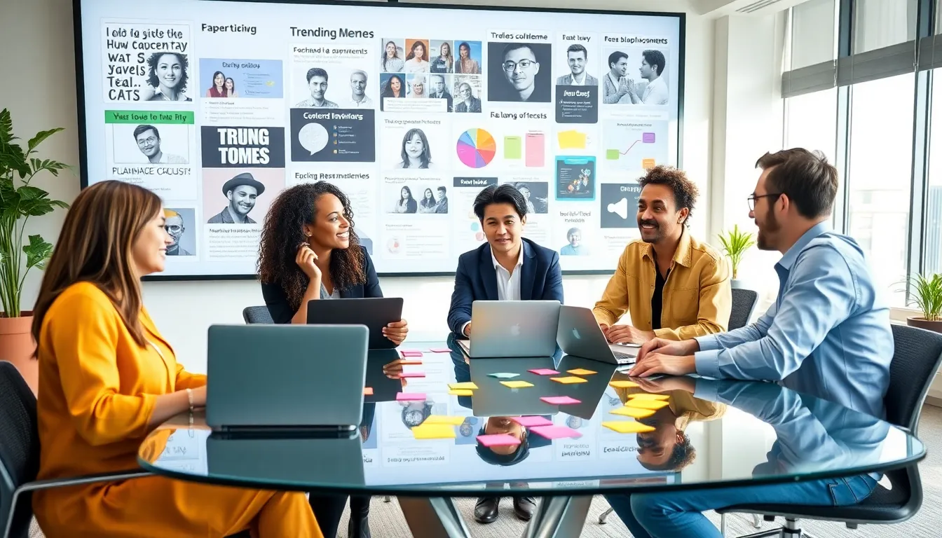 diverse group discussing ideas in a modern workspace.