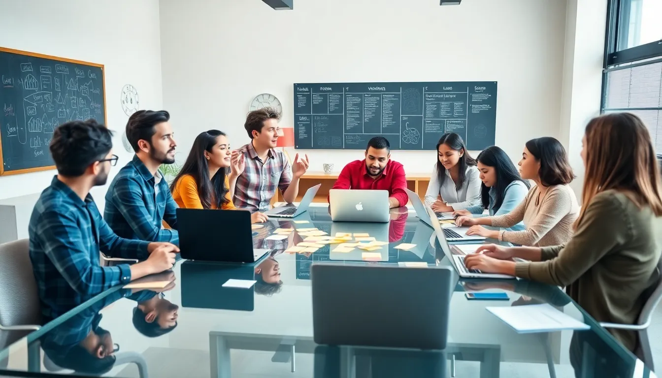 young professionals collaborating in a modern tech office.