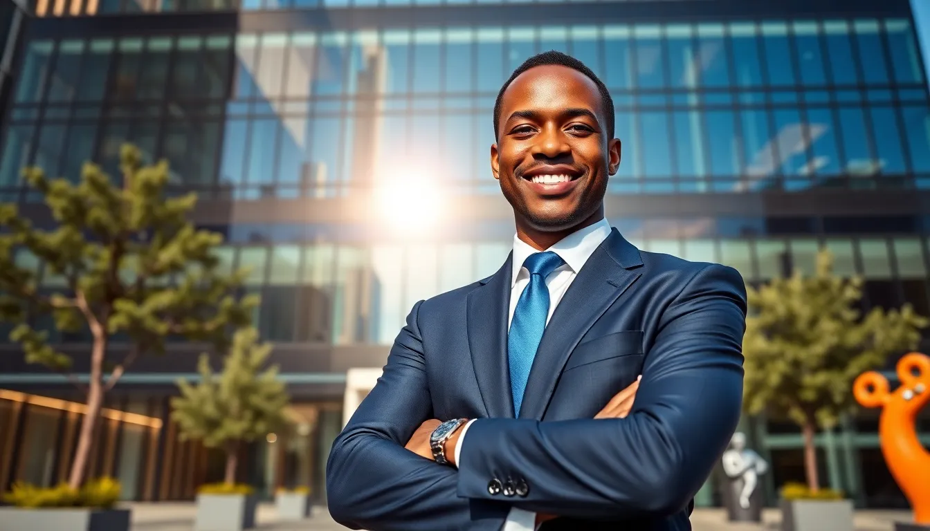 Timothy Williams, a real estate entrepreneur, standing confidently outside HomeRocket Realty.