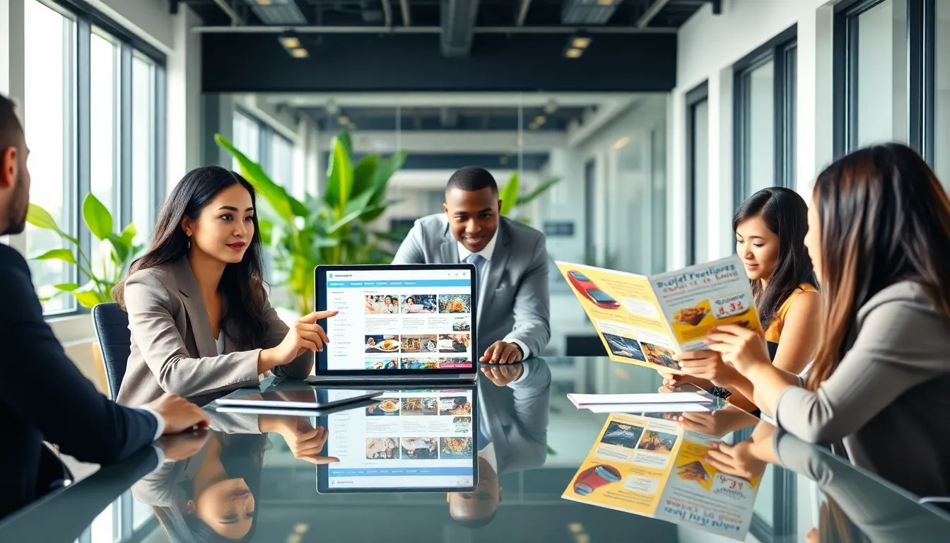 team discussing budget-friendly event planning in a modern office.