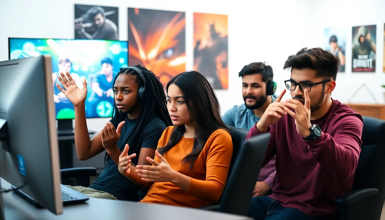 gamers displaying frustration in a modern gaming setup.