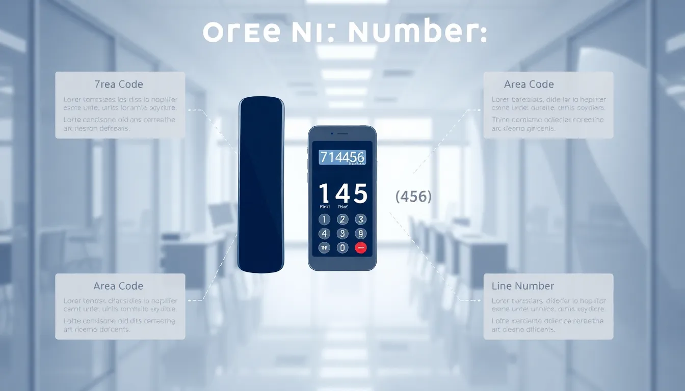 Infographic explaining the structure of the phone number 7144563647.