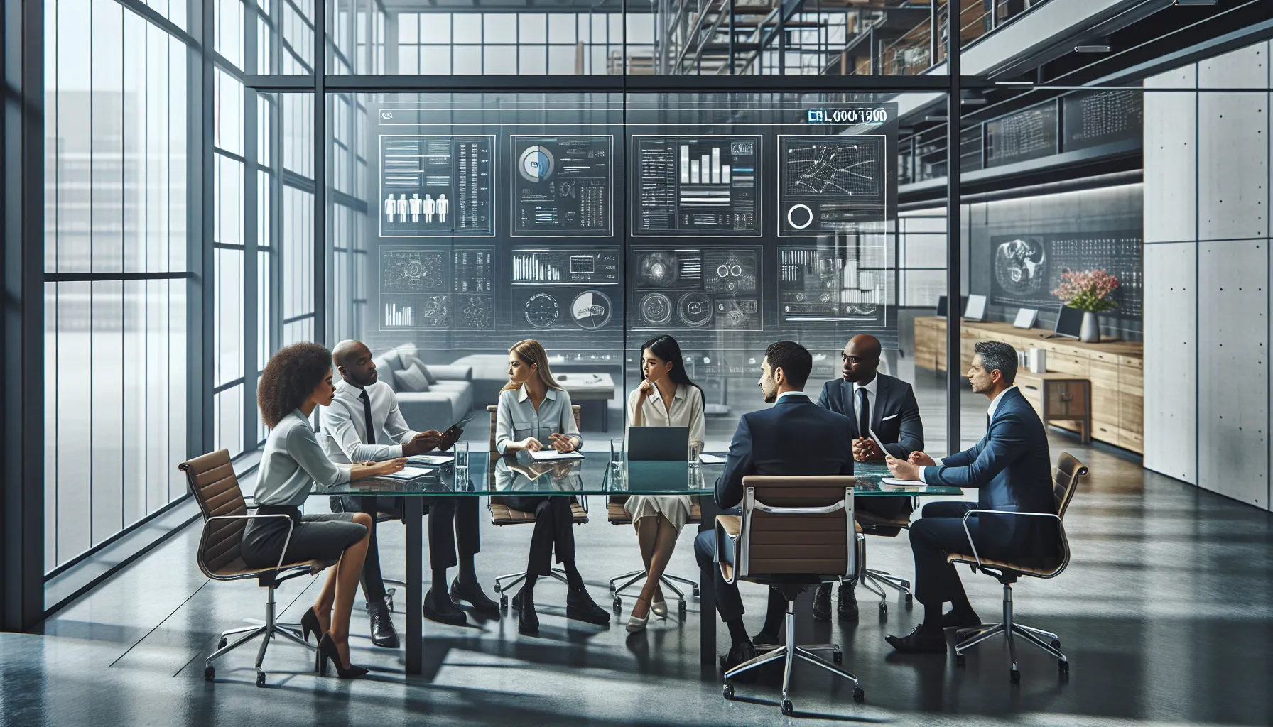 diverse professionals collaborating in a modern office setting.