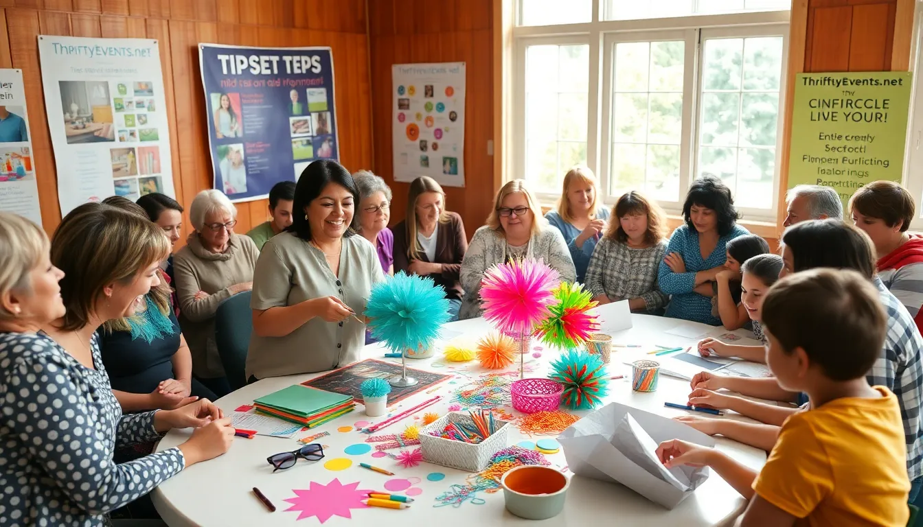 a diverse group at a workshop on budget event planning in a community center