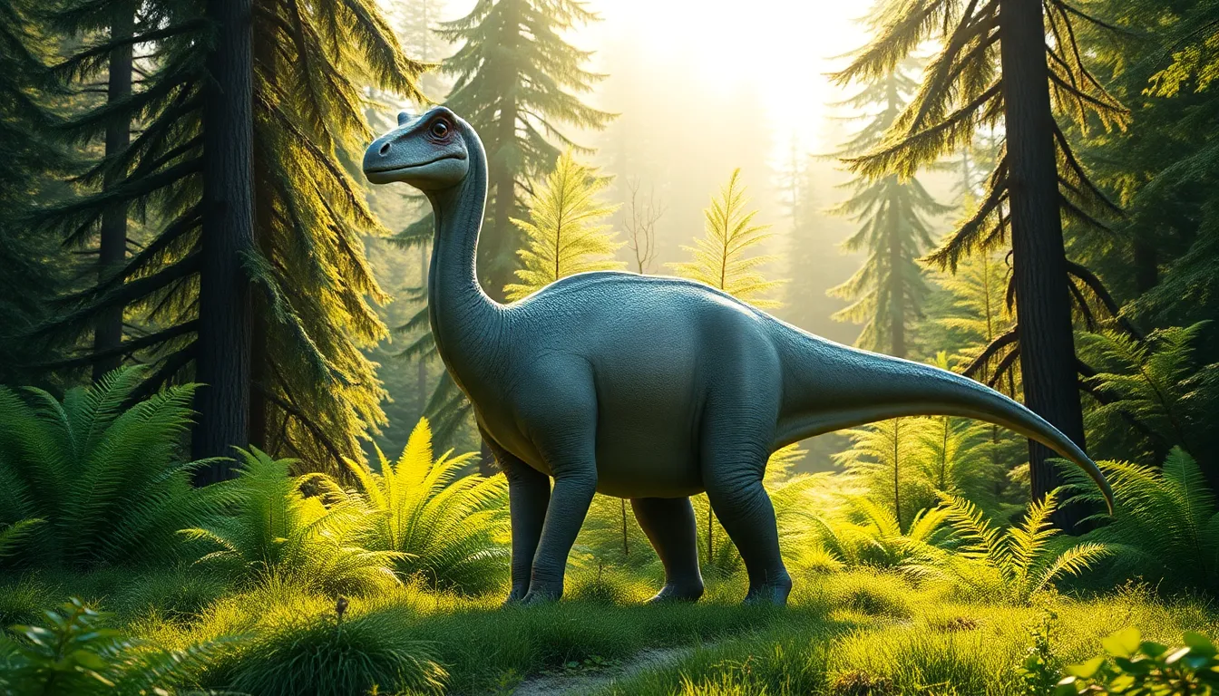 Odoromalasaurus in a lush prehistoric landscape.