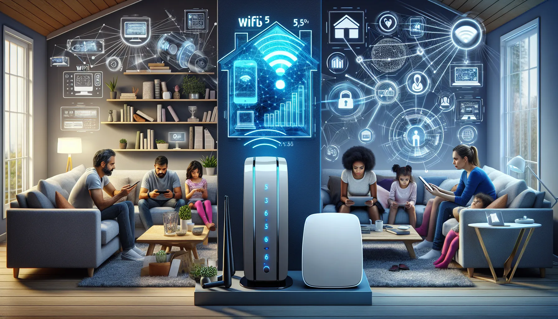 Comparison of WiFi 5 and WiFi 6 features with home devices.