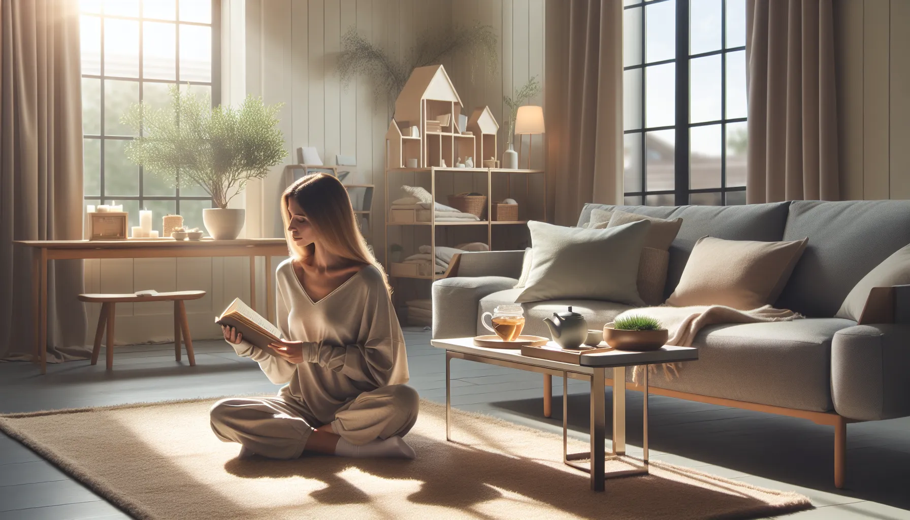 celebrity mom enjoying self-care in a modern home setting.