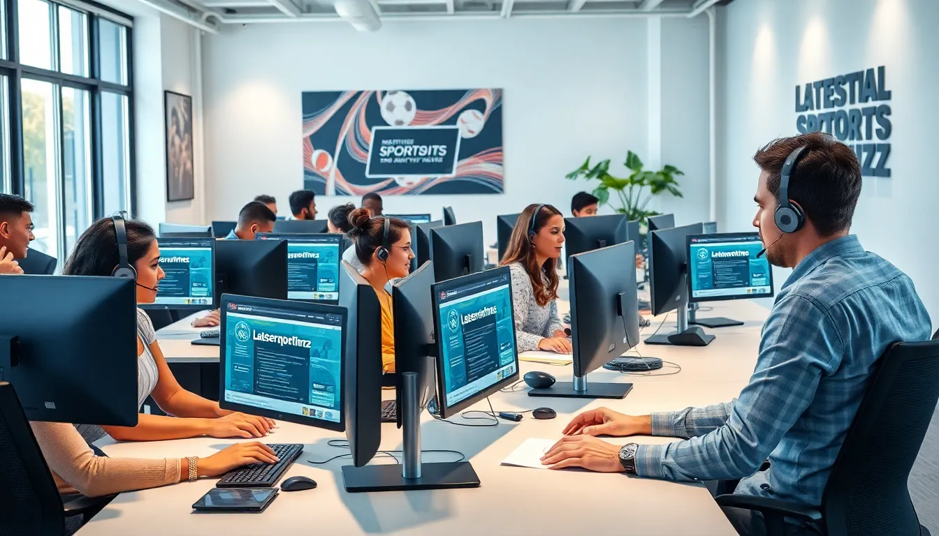 diverse customer support team in a modern office environment.