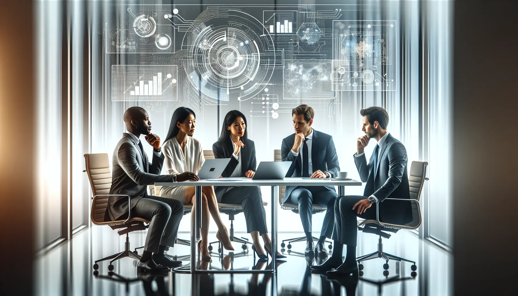 diverse team discussing challenges of djqcvjl in a modern office.