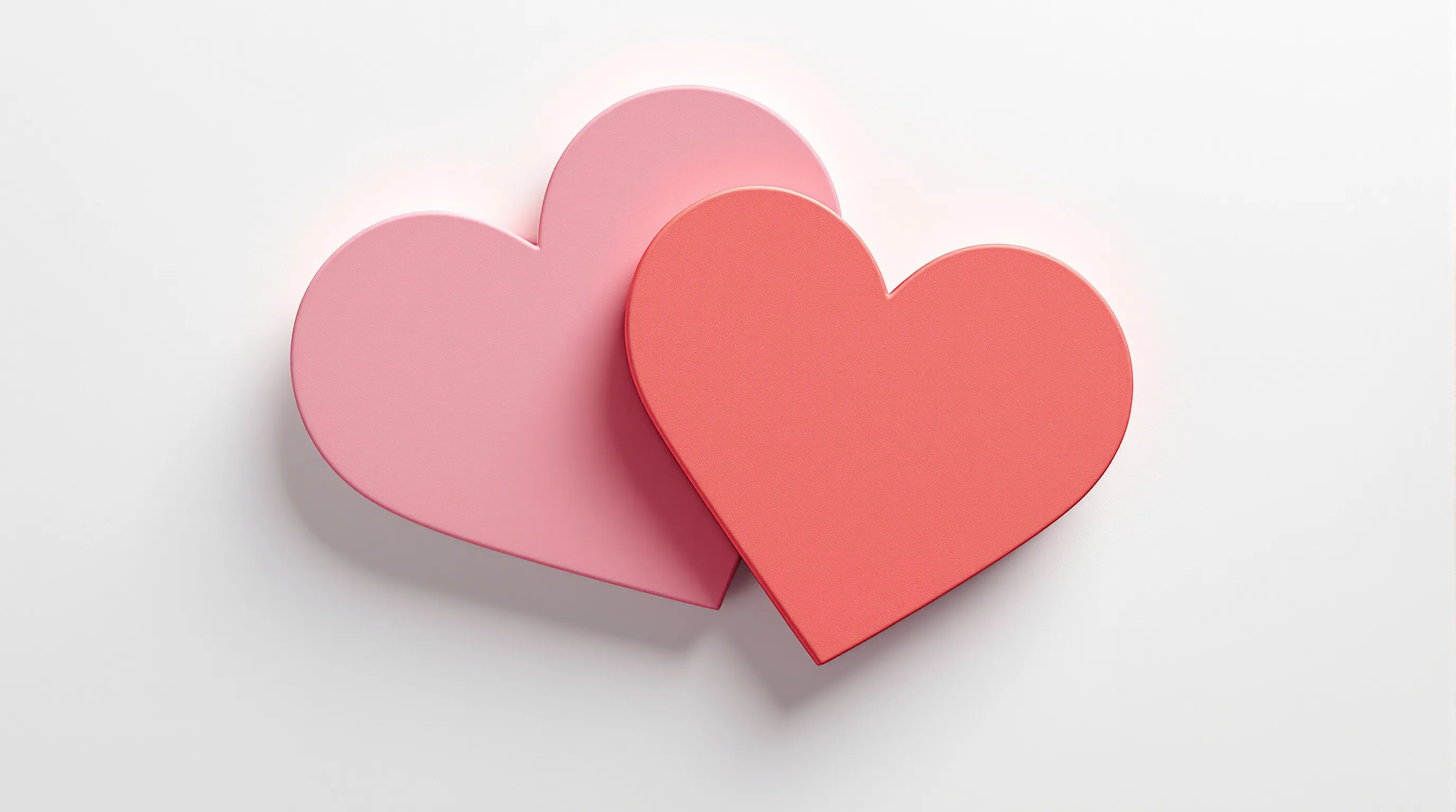 Two overlapping heart shapes with a playful speech bubble on white background.