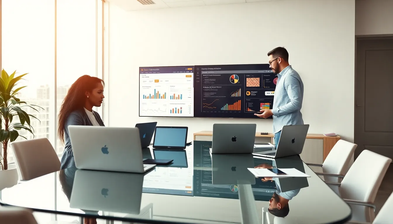 diverse team collaborating in a bright, modern office setting.