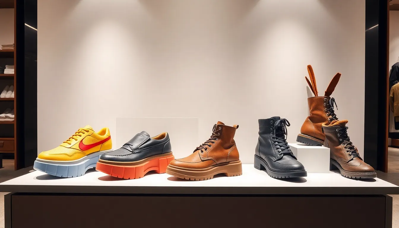 display of trending shoes in a modern retail environment.
