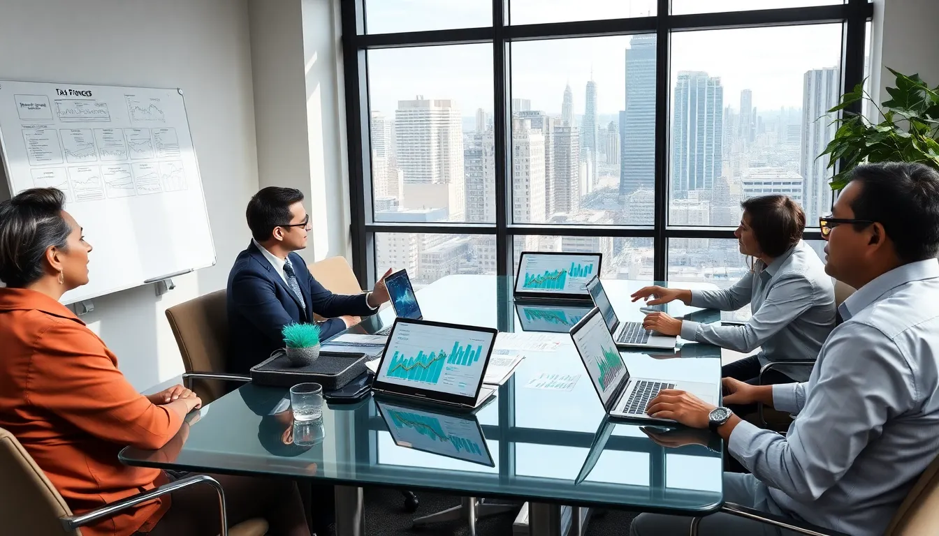 diverse clients discussing tax optimization strategies in a modern office.
