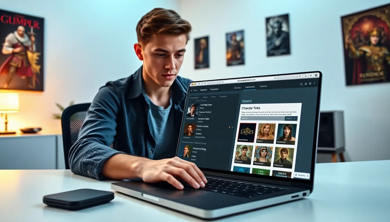 A focused gamer using CK2Generator.com on a sleek laptop.