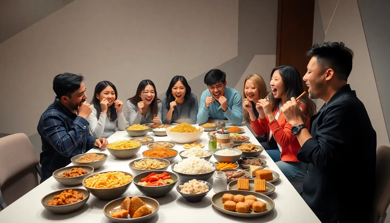diverse hosts enjoying dpankbang in a modern studio setting.