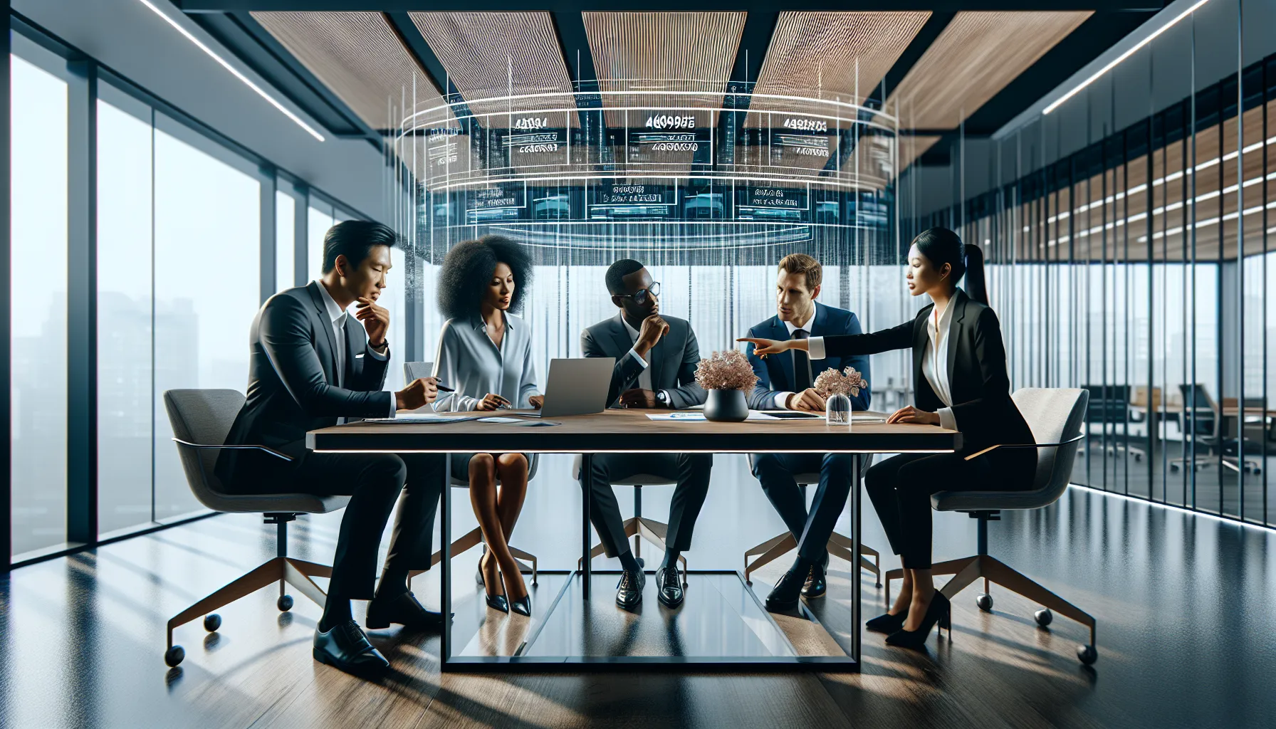 diverse team discussing unique identifiers in a modern office.