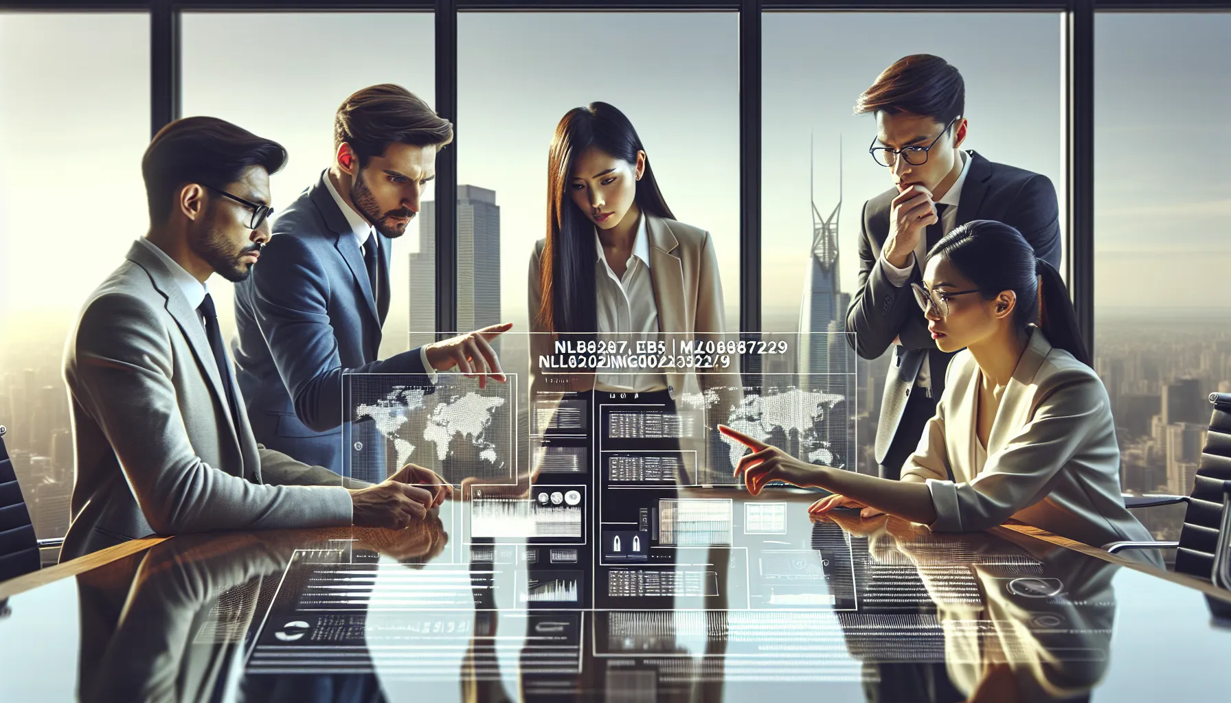 professionals discussing a digital identifier in a modern office setting.