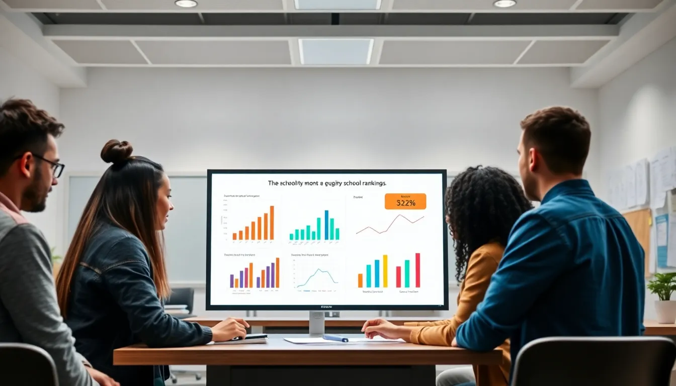 diverse students collaborating in a modern classroom setting.