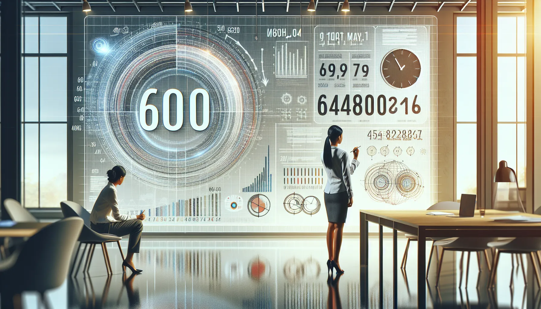visual breakdown of the number 6048006211 in a modern office.