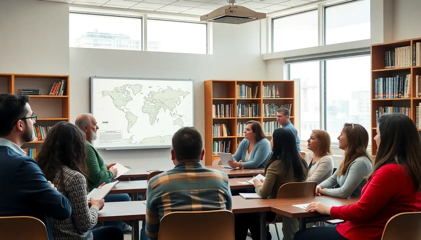 diverse learners studying Hebrew in a modern classroom setting.