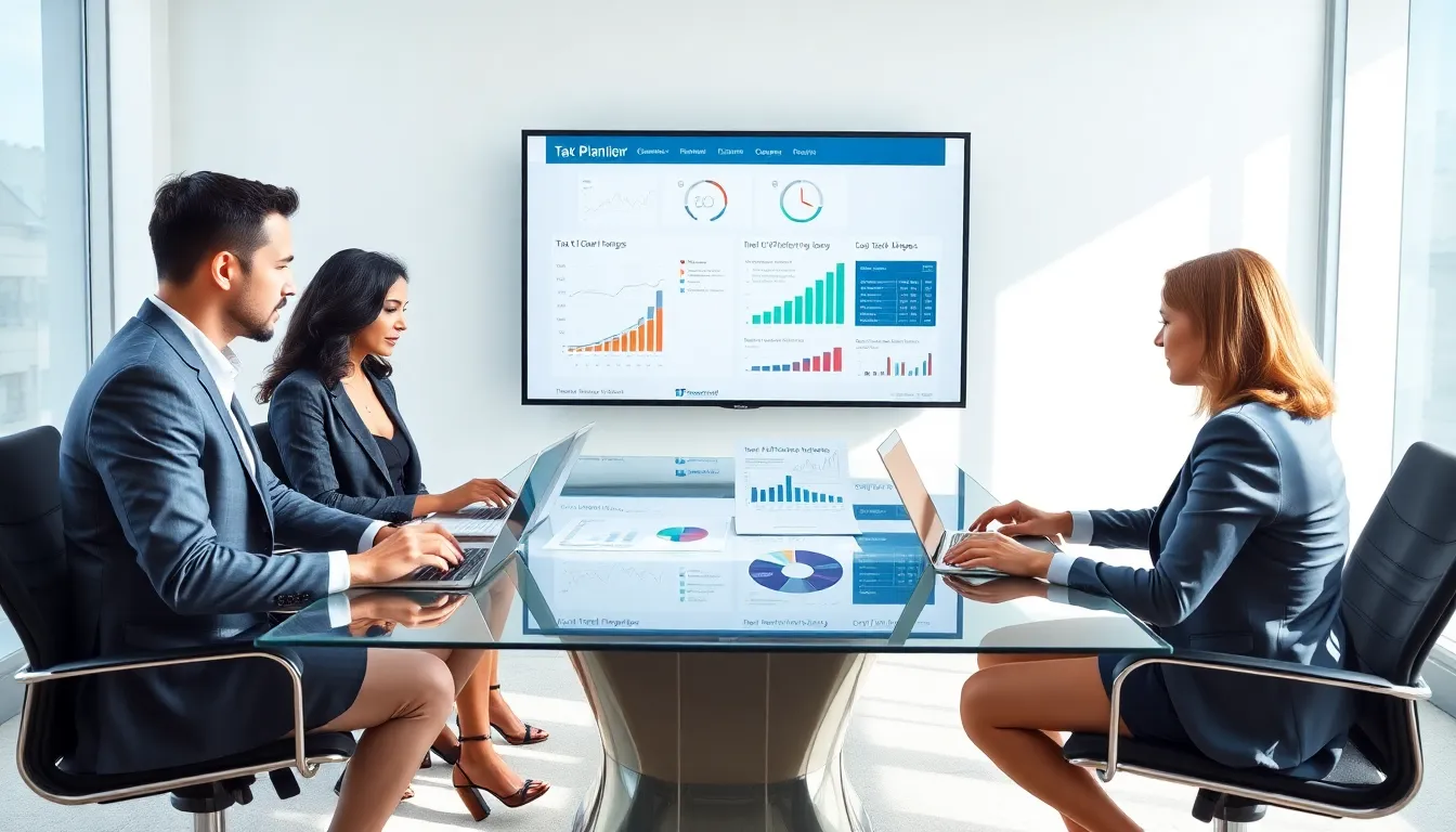 diverse financial advisors in a meeting about tax planning.