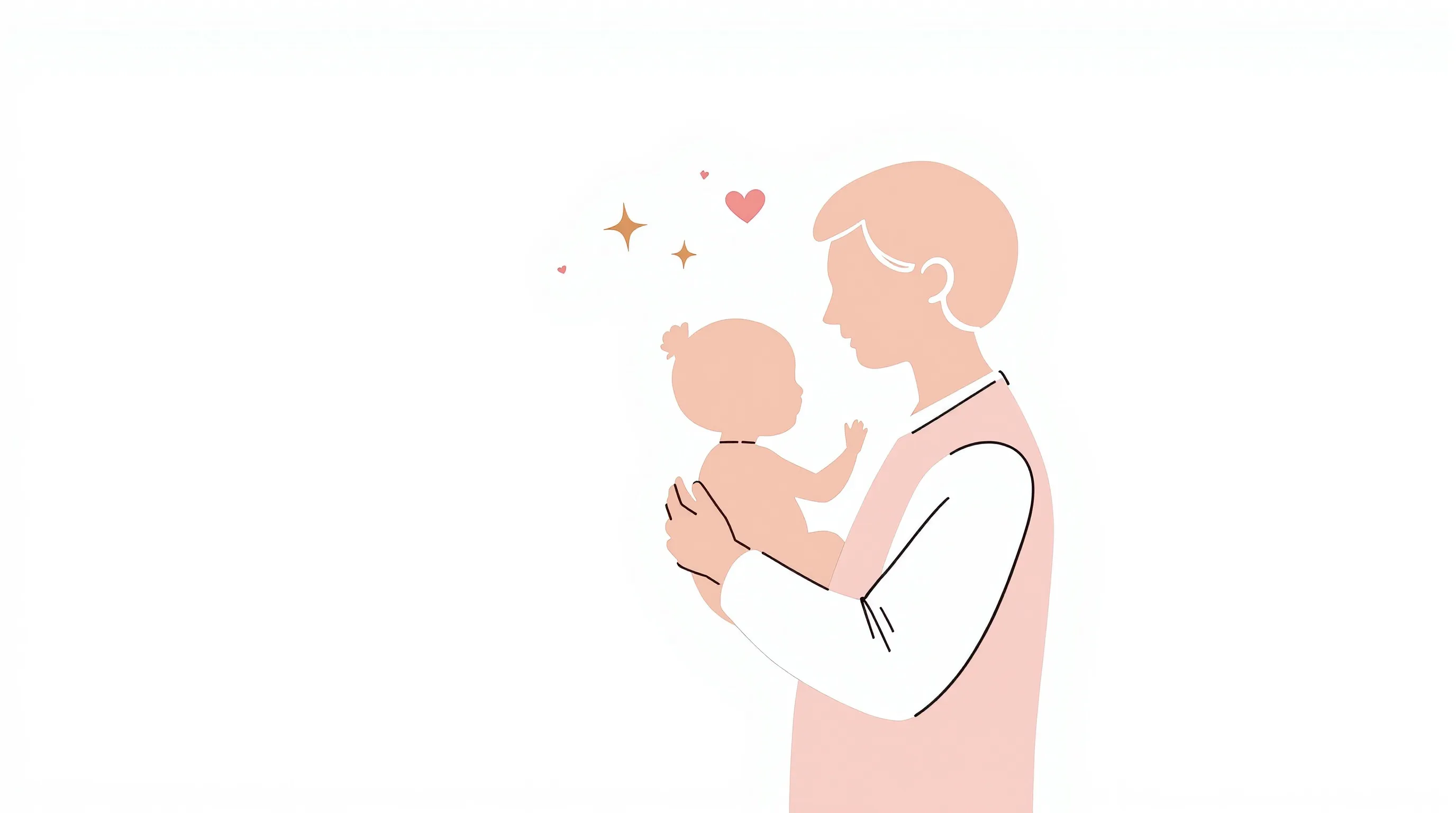 Grandparents embracing a newborn granddaughter in minimal flat illustration style.