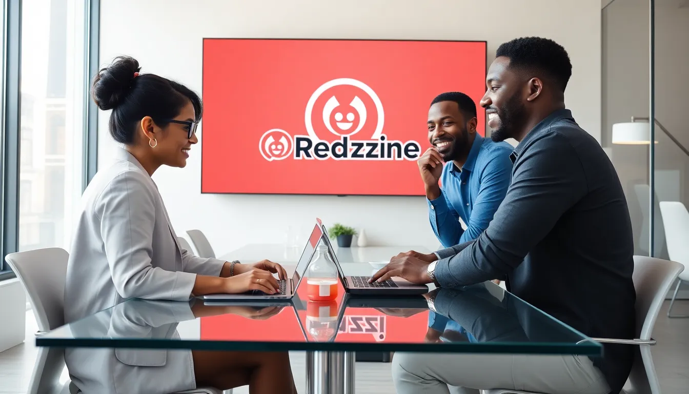 diverse professionals collaborating in a modern office setting.