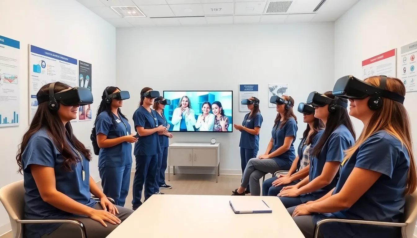 nursing students using virtual reality for clinical training.
