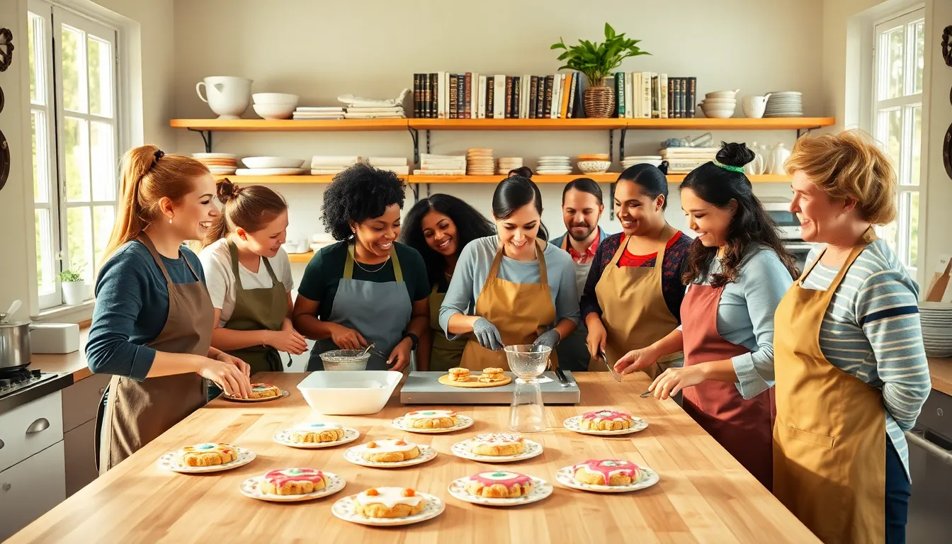 diverse bakers working together in a cozy kitchen.