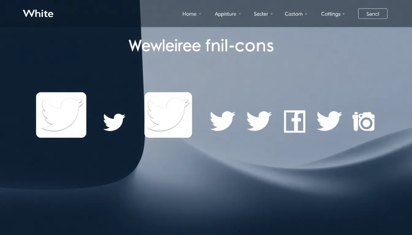 website interface displaying white social media icons against a stylish background.