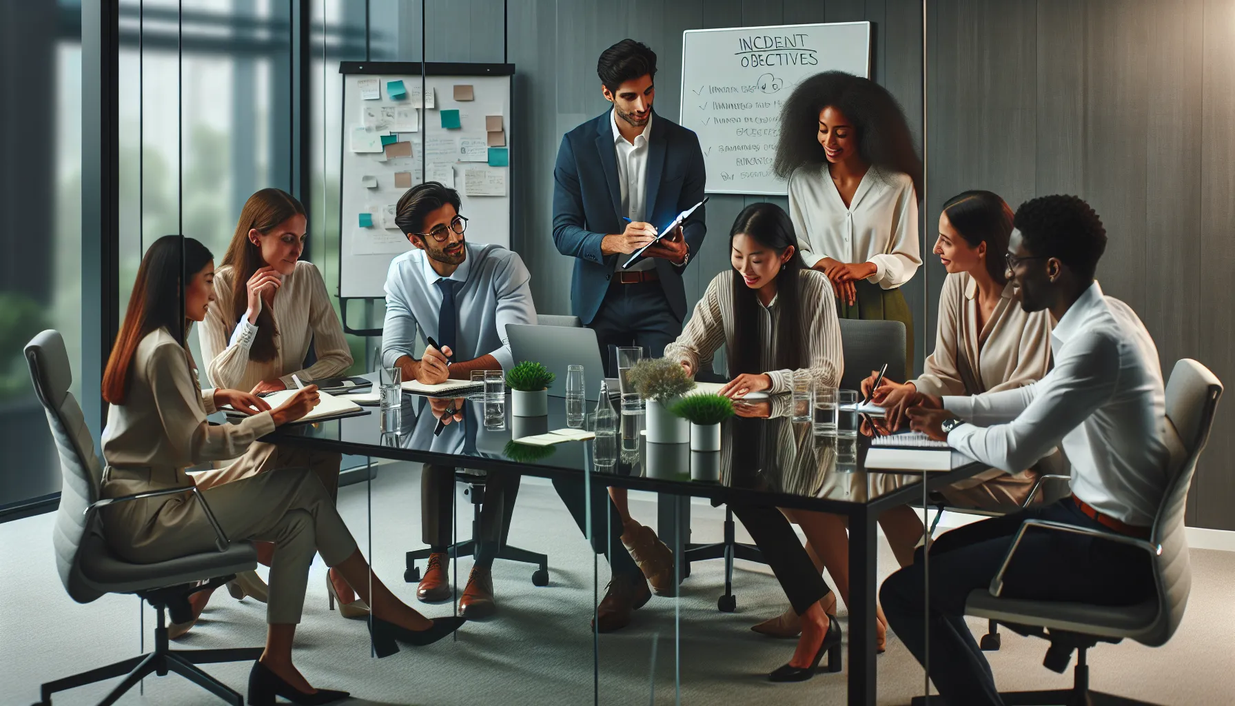 diverse team collaborating in a modern office workshop.