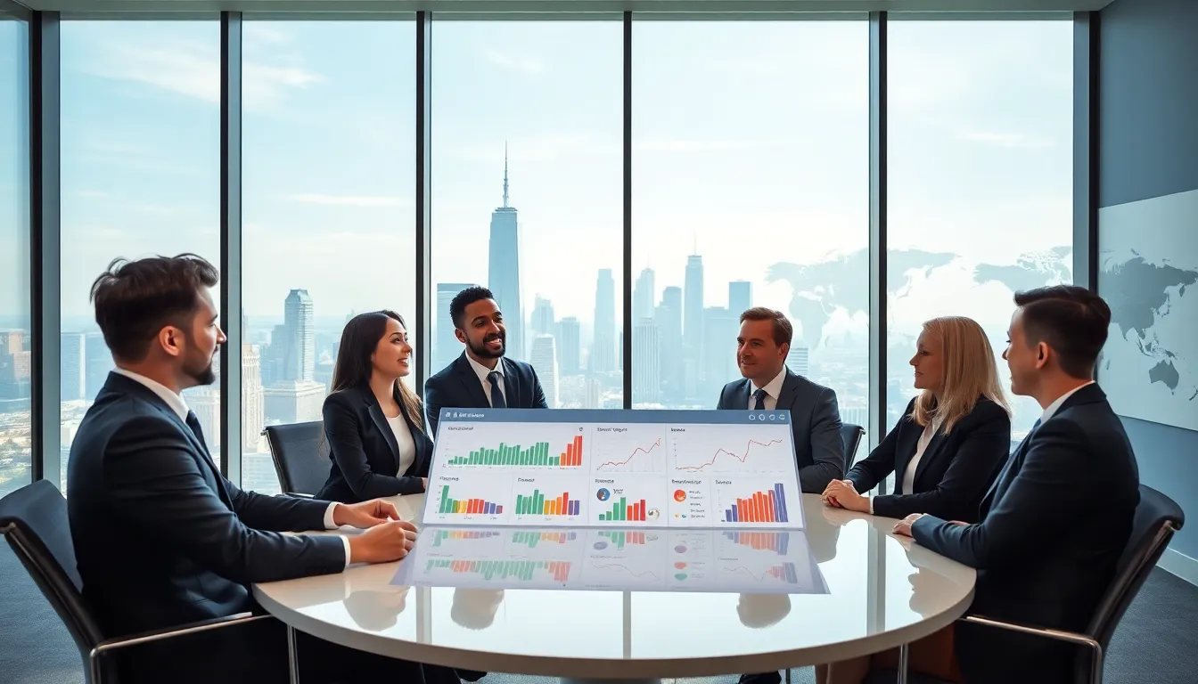 diverse professionals discussing world tourism rankings in a modern conference room.
