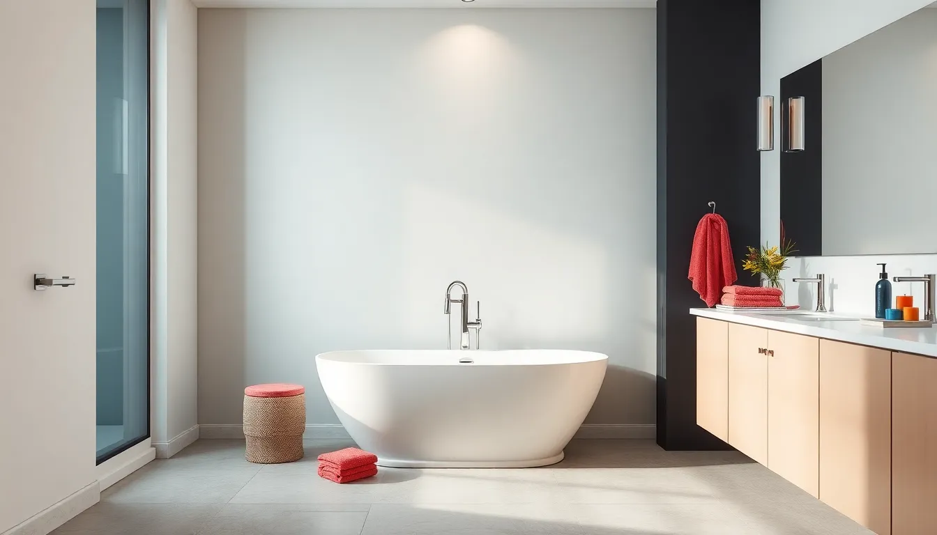 modern bathroom decor blending traditional and contemporary styles.