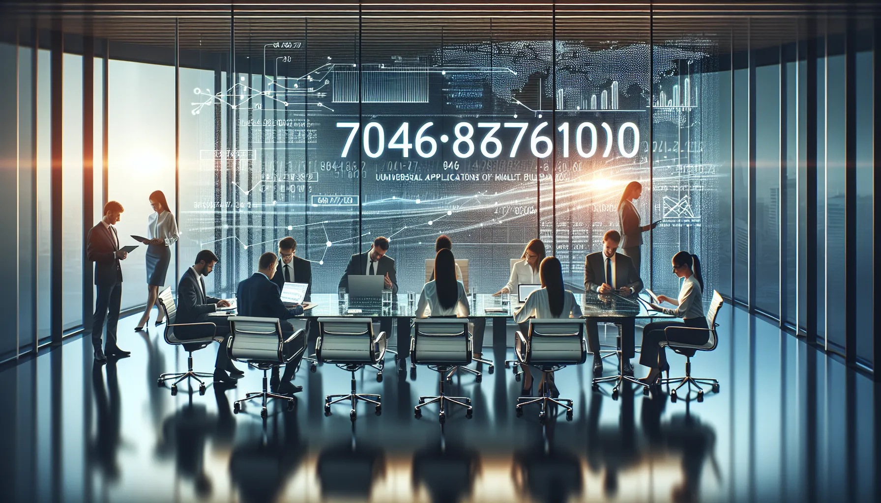 diverse professionals collaborating over data in a modern office.