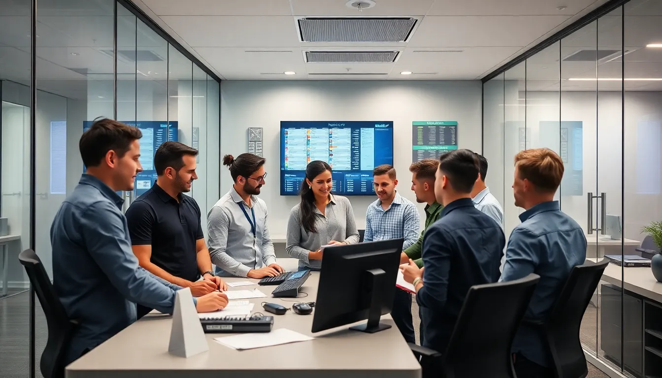 diverse team planning race timing logistics in a modern office.