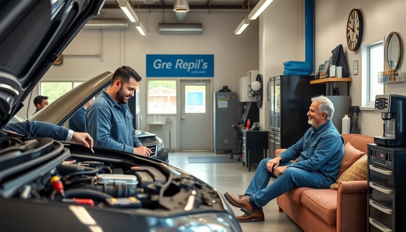 auto mechanics working in a friendly and welcoming repair shop.